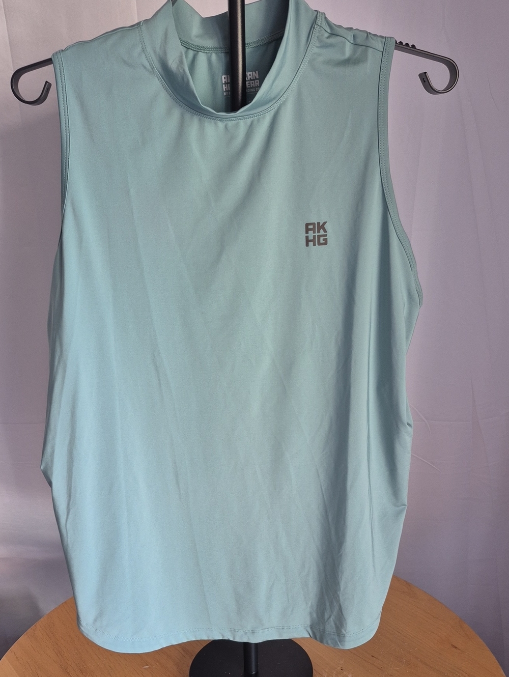 Sleeveless Mock Neck Tank Top in Light Aqua